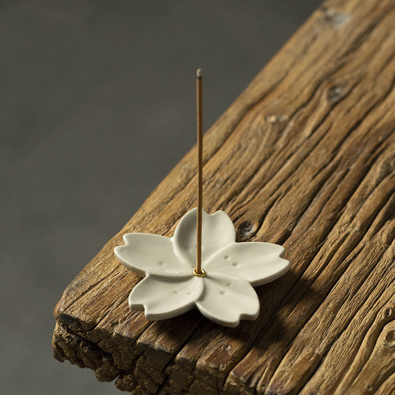 Buddha Stones, Lotus, Kirschblüte, Pflaumenblüte, Chrysantheme, heilende Keramik-Räuchergefäß-Dekoration - Kirschblüte 7*7*0,5cm - image 1