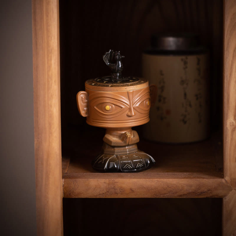 Buddha Stones, Sanxingdui, heilender Räuchergefäß aus Keramik, Schreibtisch-Dekoration