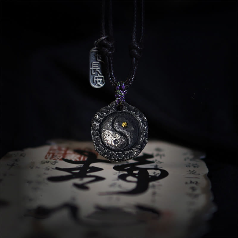 Buddha Stones 999 Sterling Silber Tai Chi Yin Yang Design Harmony Halskette Anhänger - Yin Yang-Gang aus 999er Sterlingsilber (21 x 23 x 4 mm) - image 0