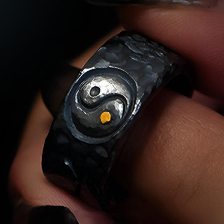 Buddha Stones 999 Sterling Silber Yin Yang Balance Ring