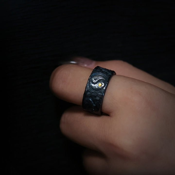 Buddha Stones 999 Sterling Silber Yin Yang Balance Ring
