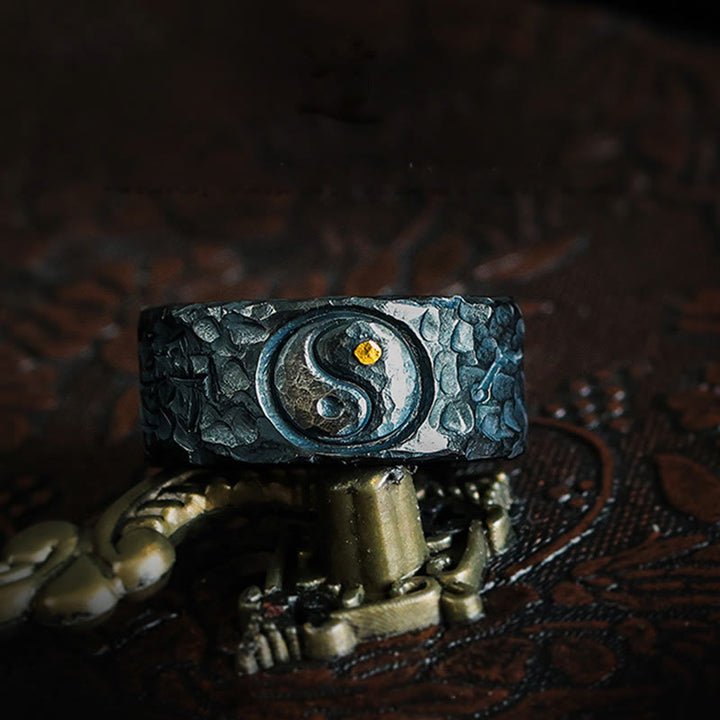 Buddha Stones 999 Sterling Silber Yin Yang Balance Ring