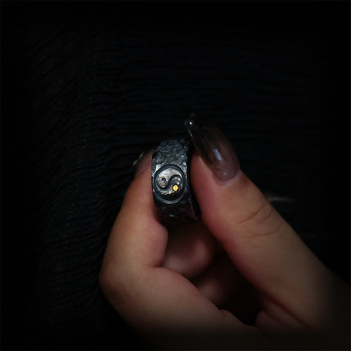 Buddha Stones 999 Sterling Silber Yin Yang Balance Ring