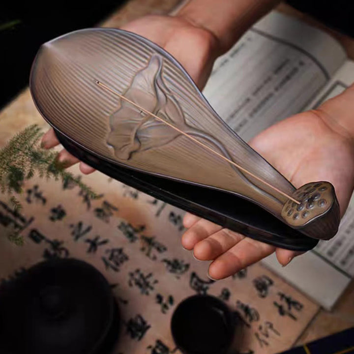 Buddha Stones , Lotus-Schote, Zen-Heilung, brauner Keramikstab, Weihrauchbrenner, Dekoration - image 2