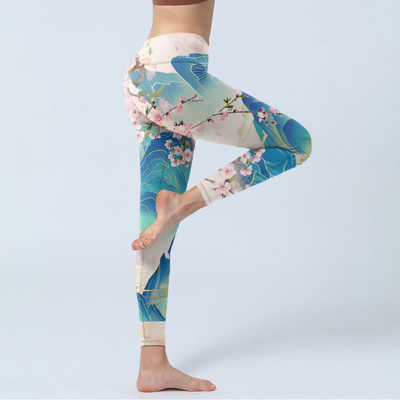 Buddha Stones Pflaumenblüten Berge Druck Gym Leggings frauen Yoga Hosen