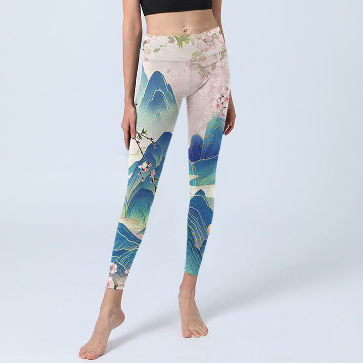 Buddha Stones Pflaumenblüten Berge Druck Gym Leggings frauen Yoga Hosen