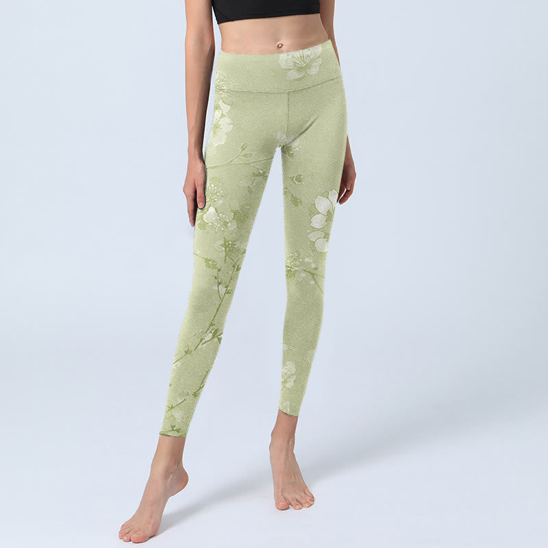 Buddha Stones Weiße Pflaumenblüten Print Gym Leggings Damen Yogahose - image 6