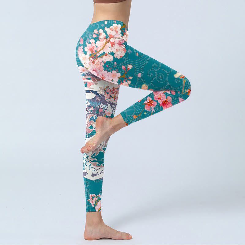 Buddha Stones Drachen Kirschblüten Druck Gym Leggings frauen Yoga Hosen