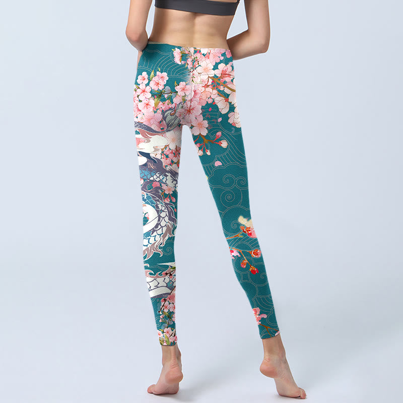 Buddha Stones Drachen Kirschblüten Druck Gym Leggings frauen Yoga Hosen