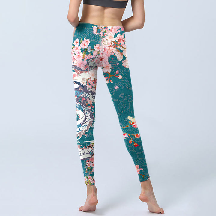 Buddha Stones ​​Drachen Kirschblüten Druck Gym Leggings frauen Yoga Hosen - image 6