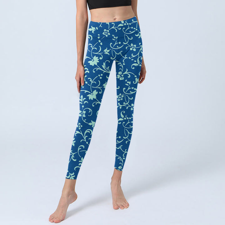 Buddha Stones ​​Ranken Pflanzen Blumen Druck Gym Leggings frauen Yoga Hosen - image 6
