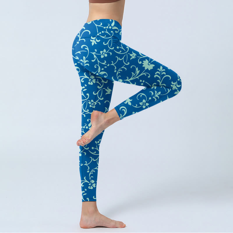 Buddha Stones Ranken Pflanzen Blumen Druck Gym Leggings frauen Yoga Hosen