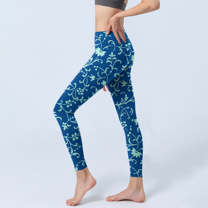 Buddha Stones Ranken Pflanzen Blumen Druck Gym Leggings frauen Yoga Hosen