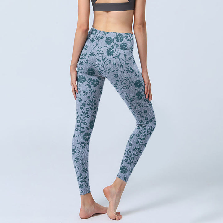 Buddha Stones, üppige Blumen, Pflanzen, Druck, Gym-Leggings, Damen-Yogahose