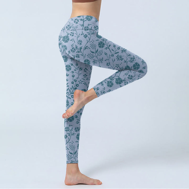 Buddha Stones, üppige Blumen, Pflanzen, Druck, Gym-Leggings, Damen-Yogahose