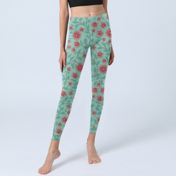 Buddha Stones Weinblätter Blütendruck Gym Leggings Damen Yogahose - image 6