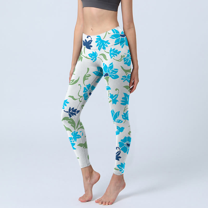 Buddha Stones Blütenblätter Druck Gym Leggings Damen Yogahose - Hellgrau - US18， UK/AU22，EU50 (4XL) - image 1