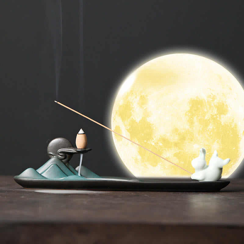 Buddha Stones ​​Mond Kaninchen PiXiu Berg Heilung Keramik Stick Weihrauch Brenner Dekoration - image 4