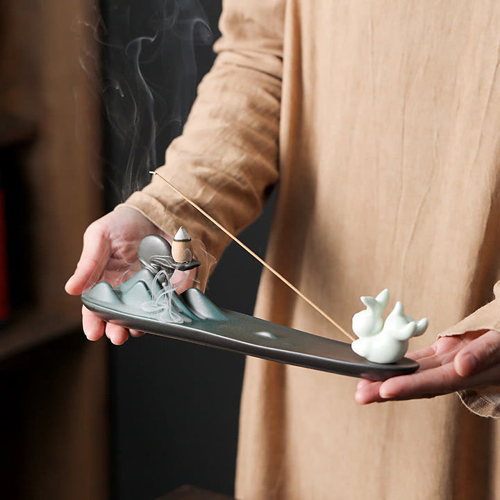 Buddha Stones ​​Mond Kaninchen PiXiu Berg Heilung Keramik Stick Weihrauch Brenner Dekoration - image 2