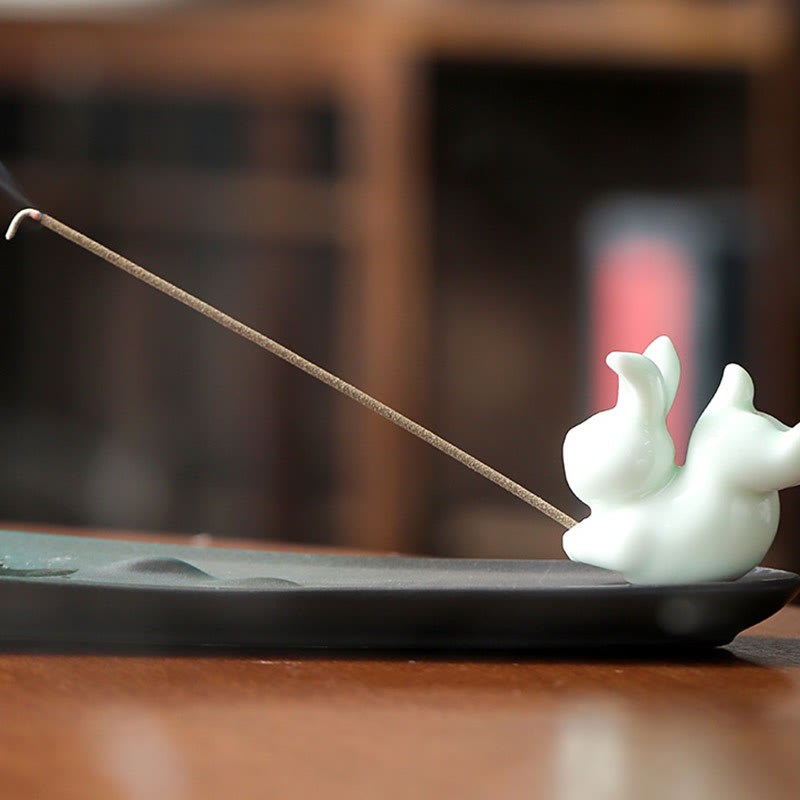 Buddha Stones ​​Mond Kaninchen PiXiu Berg Heilung Keramik Stick Weihrauch Brenner Dekoration - image 7