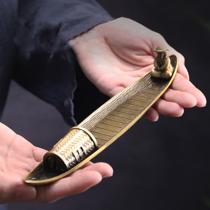 Buddha Stones, Fischerboot, Legierung, Räucherstäbchenhalter, heilende Räuchergefäß-Dekoration - image 1