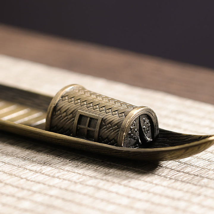 Buddha Stones, Fischerboot, Legierung, Räucherstäbchenhalter, heilende Räuchergefäß-Dekoration - image 5