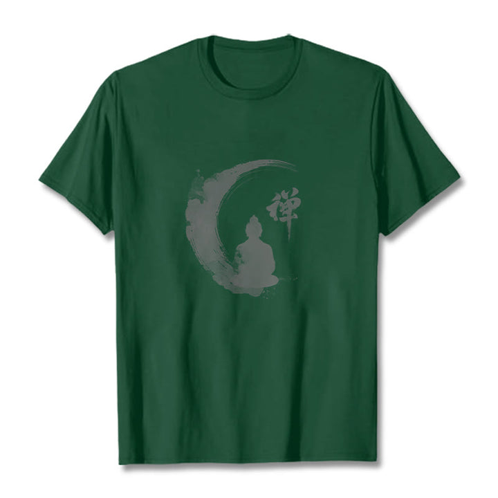 T-Shirt mit Buddha Stones und meditierendem Buddha-Muster aus Baumwolle - Waldgrün - 2XL - image 11