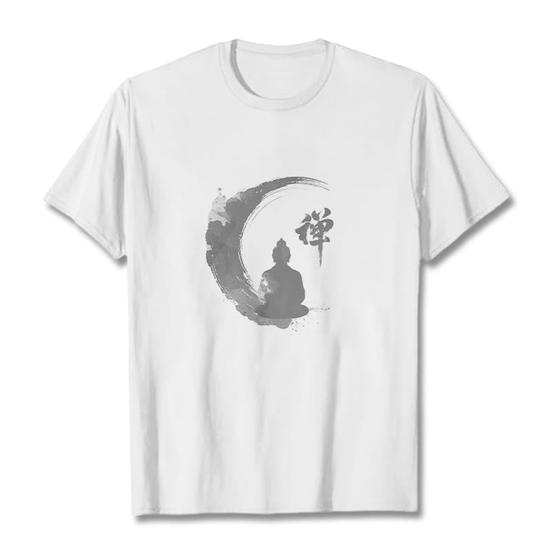 T-Shirt mit Buddha Stones und meditierendem Buddha-Muster aus Baumwolle - Weiß - 2XL - image 0