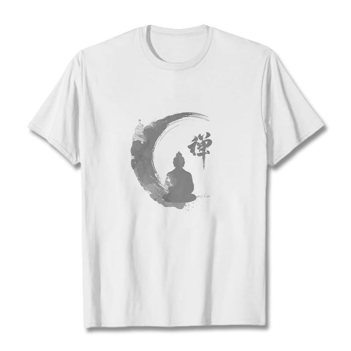 T-Shirt mit Buddha Stones und meditierendem Buddha-Muster aus Baumwolle - Weiß - 2XL - image 0