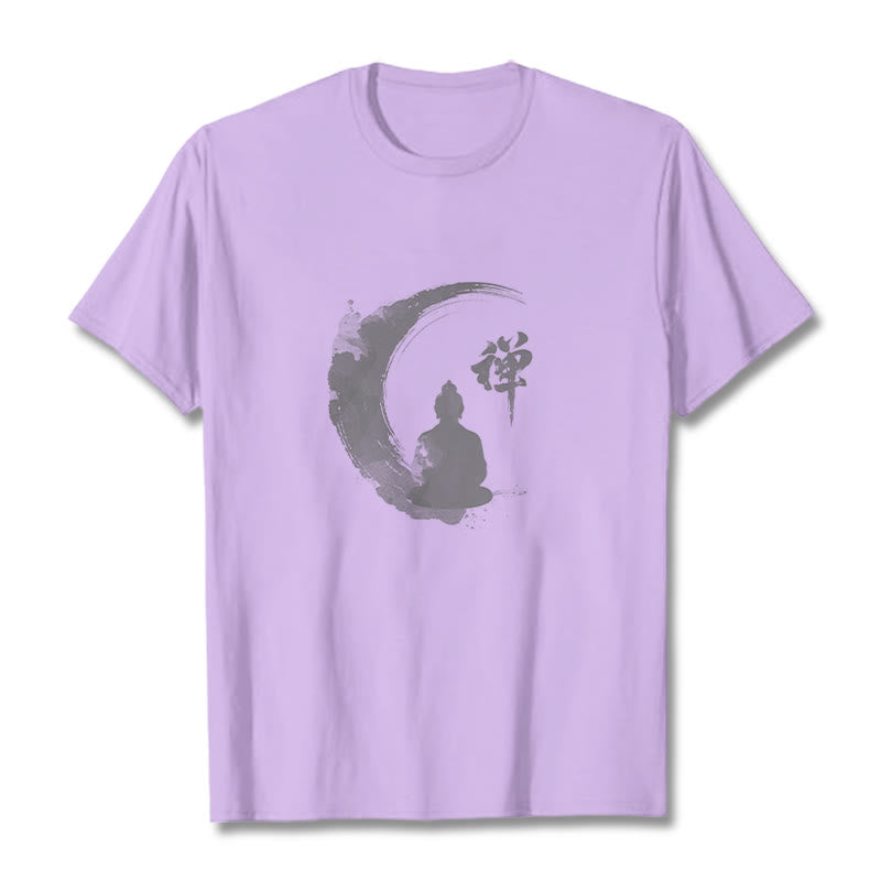 T-Shirt mit Buddha Stones und meditierendem Buddha-Muster aus Baumwolle - Pflaume - 2XL - image 14