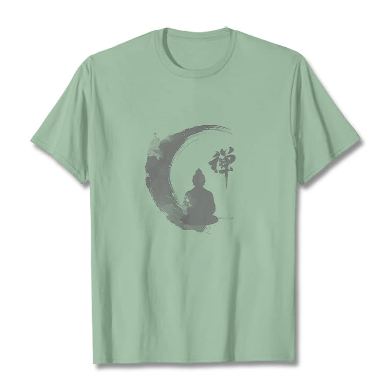T-Shirt mit Buddha Stones und meditierendem Buddha-Muster aus Baumwolle - Blassgrün - 2XL - image 13
