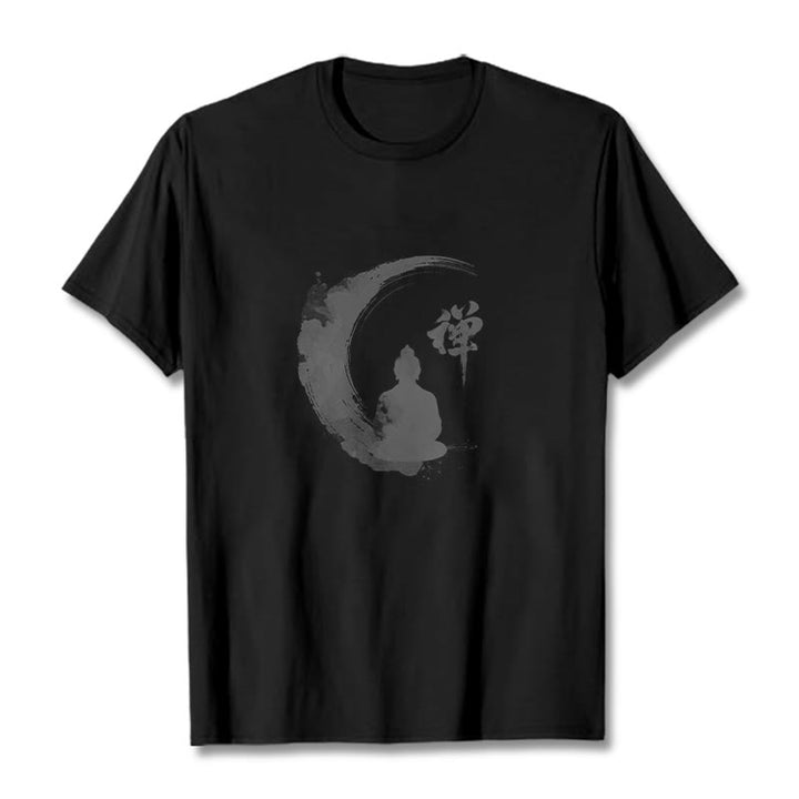 T-Shirt mit Buddha Stones und meditierendem Buddha-Muster aus Baumwolle - Schwarz - 2XL - image 4