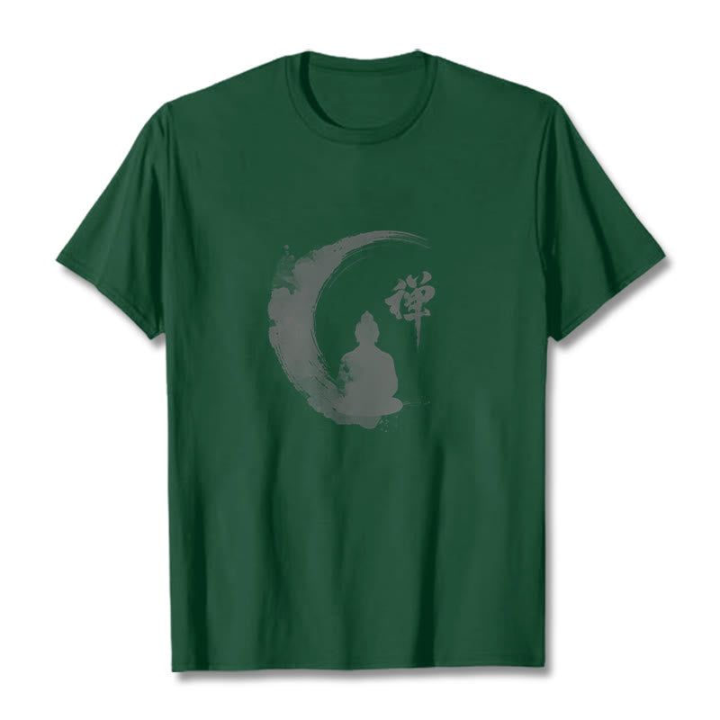 T-Shirt mit Buddha Stones und meditierendem Buddha-Muster aus Baumwolle - Waldgrün - 2XL - image 10