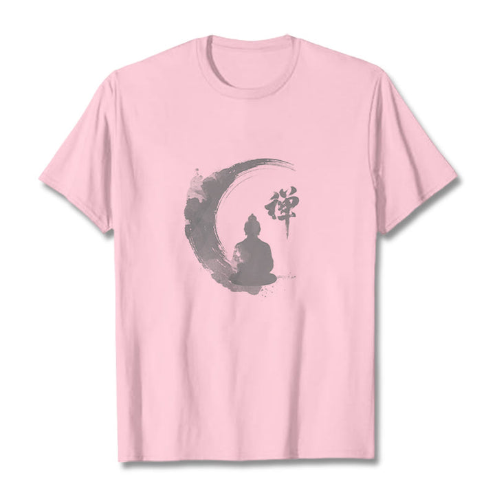 T-Shirt mit Buddha Stones und meditierendem Buddha-Muster aus Baumwolle - Hellrosa - 2XL - image 8