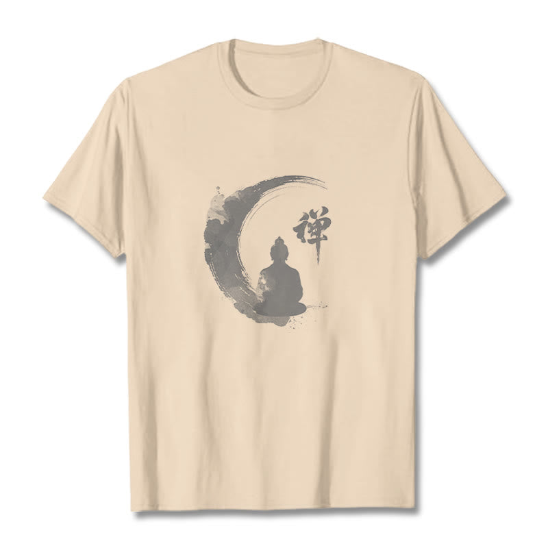 T-Shirt mit Buddha Stones und meditierendem Buddha-Muster aus Baumwolle