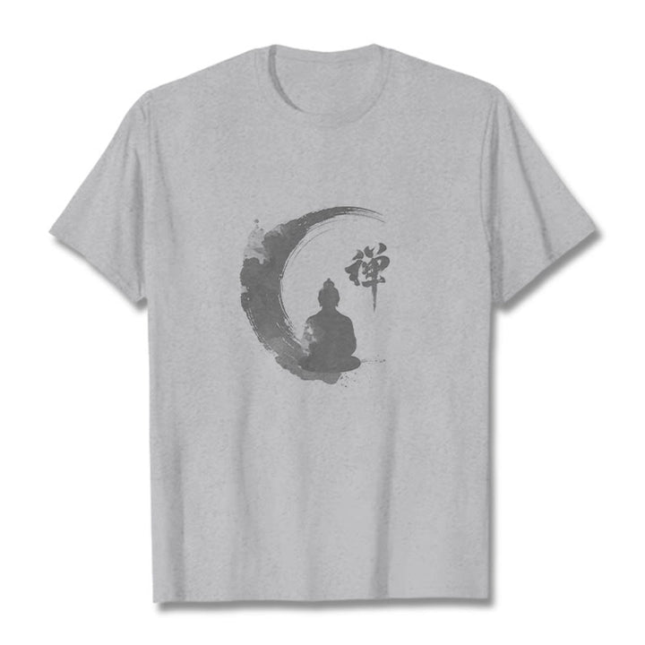 T-Shirt mit Buddha Stones und meditierendem Buddha-Muster aus Baumwolle - Hellgrau - 2XL - image 20