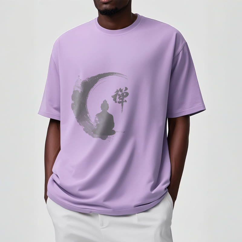 T-Shirt mit Buddha Stones und meditierendem Buddha-Muster aus Baumwolle - image 16