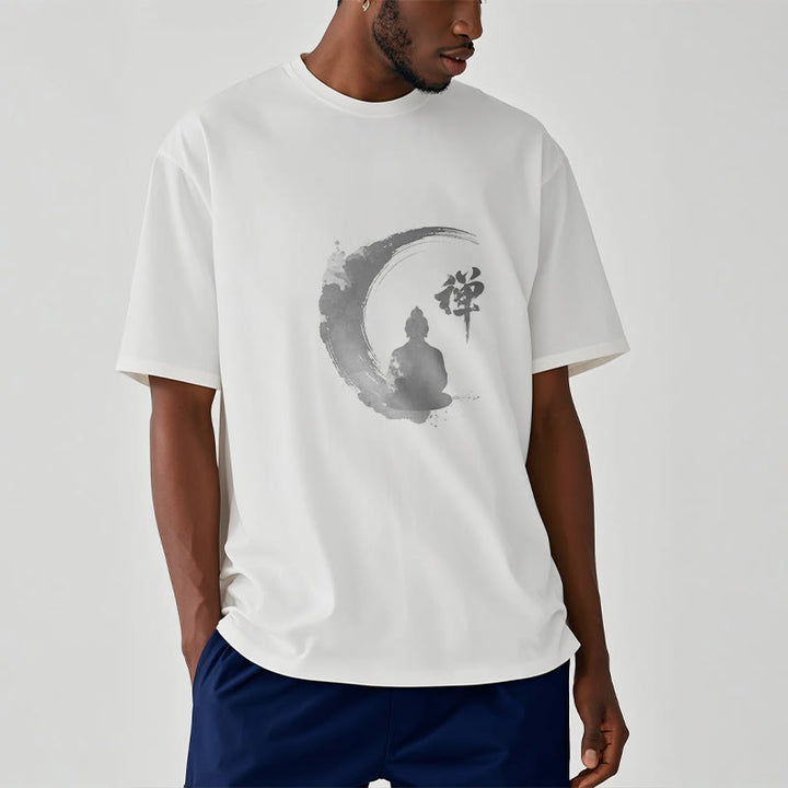 T-Shirt mit Buddha Stones und meditierendem Buddha-Muster aus Baumwolle - image 2