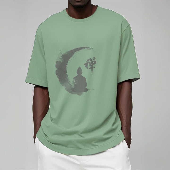 T-Shirt mit Buddha Stones und meditierendem Buddha-Muster aus Baumwolle - image 13