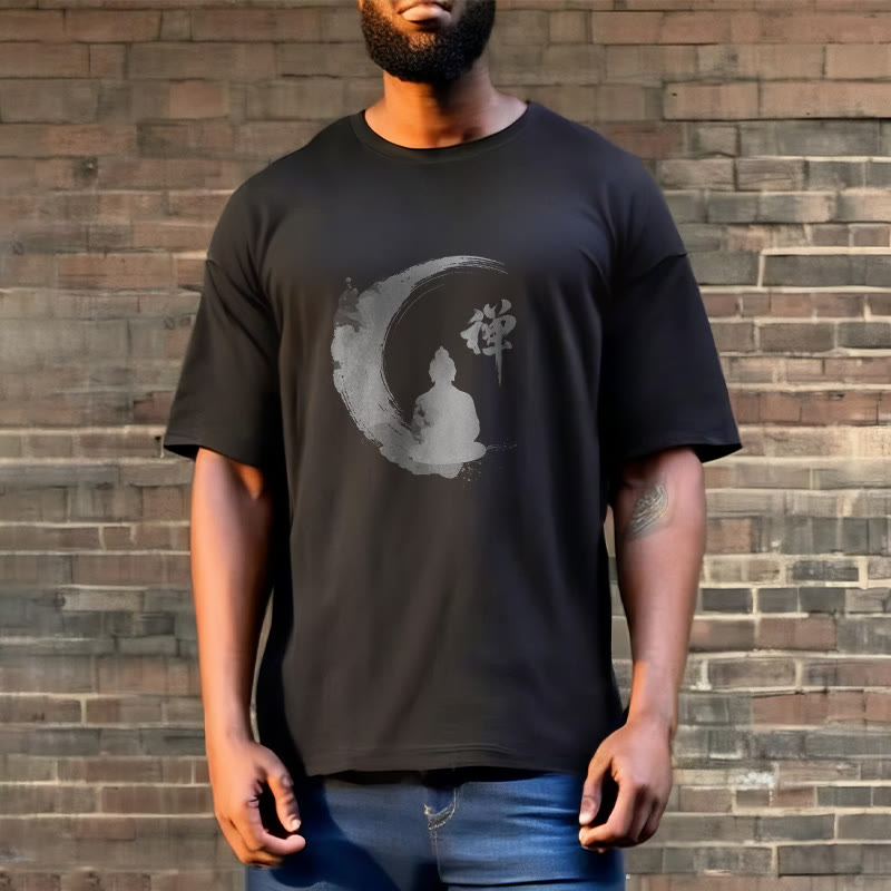 T-Shirt mit Buddha Stones und meditierendem Buddha-Muster aus Baumwolle - image 7