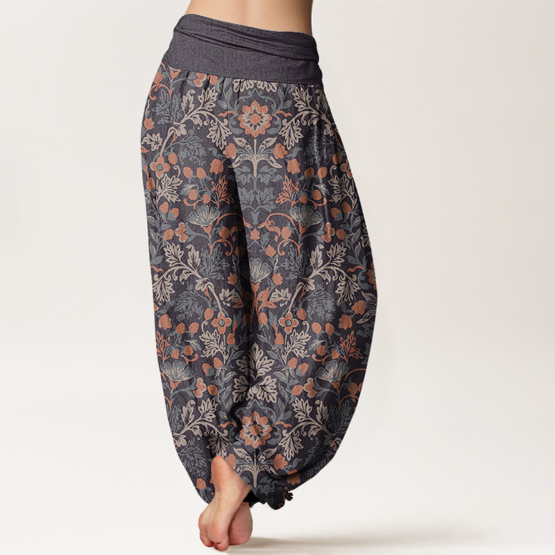 Lässige Haremshose mit Blumen- und Blättermuster für Damen mit elastischer Taille und Buddha Stones - image 7