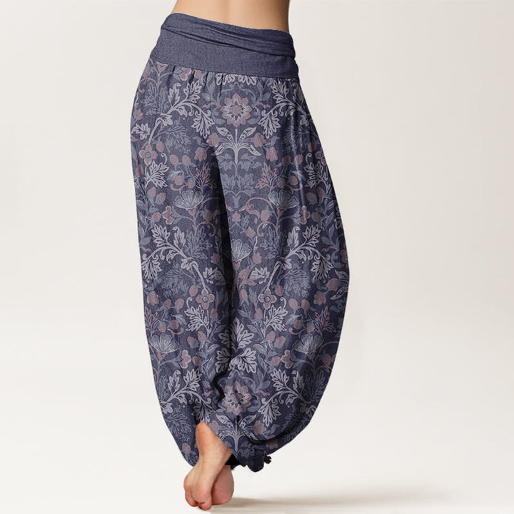 Lässige Haremshose mit Blumen- und Blättermuster für Damen mit elastischer Taille und Buddha Stones - image 10