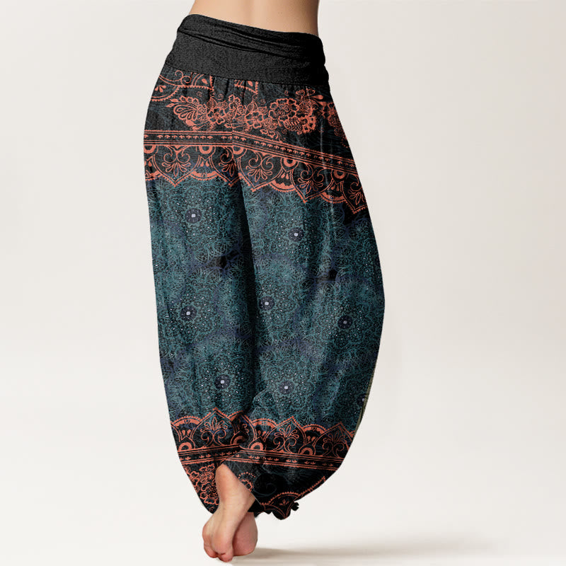 Haremshose mit Buddha Stones und elegantem Mandala-Blumen-Design für Damen, elastische Taille - image 3