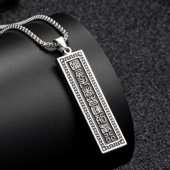Buddha Stones ​​Das Neun-Wort-Mantra Titanstahl Bagua Yin Yang Balance Halskette Anhänger - Silber Das Neun-Wort-Mantra - image 10