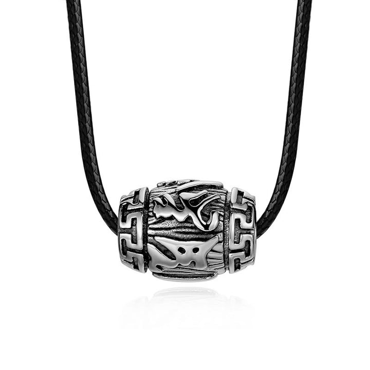Halskette mit tibetischem Buddha Stones „Om Mani Padme Hum“ mit vier mythischen Tieren aus Titanstahl und Weisheitsanhänger - Om Mani Padme Hum-Lederschnur - image 8