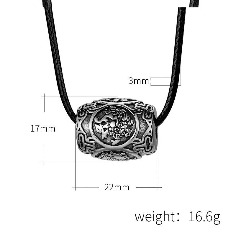 Halskette mit tibetischem Buddha Stones „Om Mani Padme Hum“ mit vier mythischen Tieren aus Titanstahl und Weisheitsanhänger - image 7