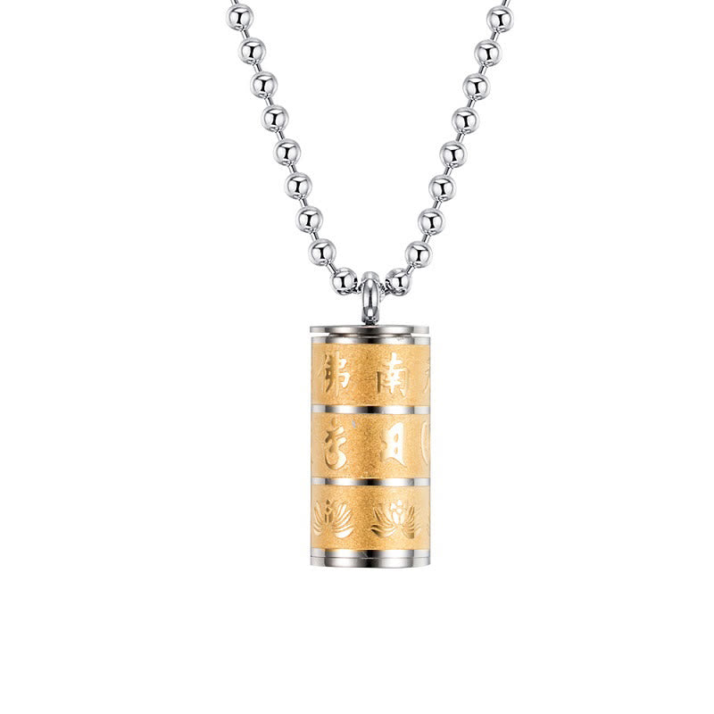 Buddha Stones, tibetischer Om Mani Padme Hum Lotus-Muster, Gebetsrad, Titanstahl, Friedens-Halskettenanhänger - image 1