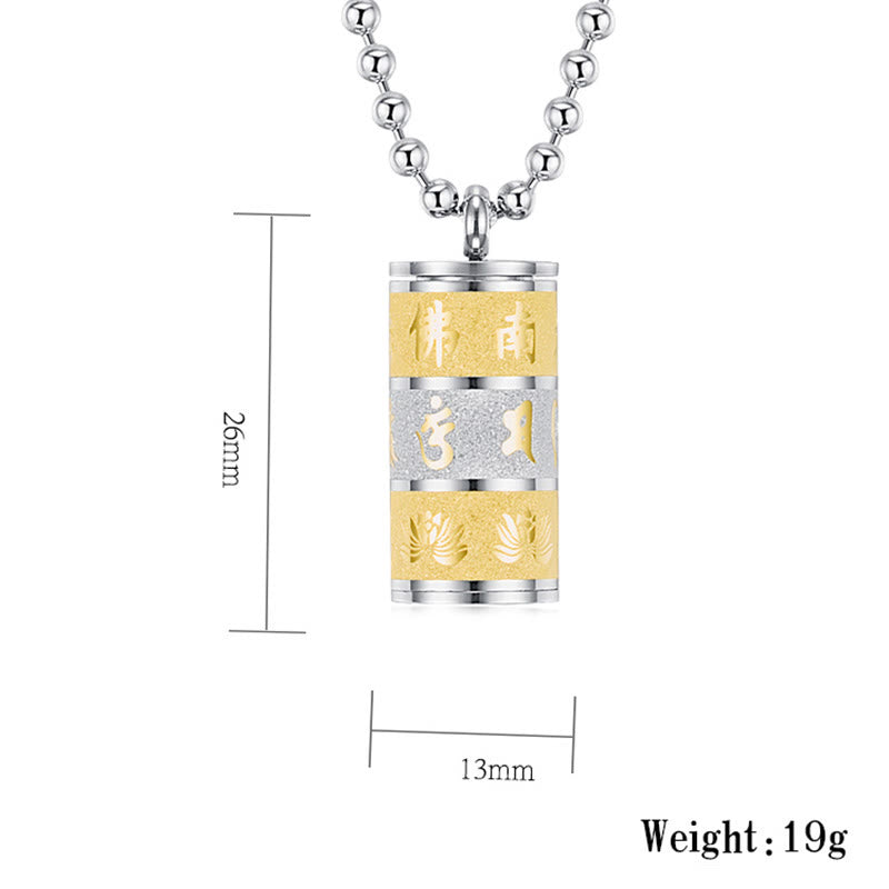 Buddha Stones, tibetischer Om Mani Padme Hum Lotus-Muster, Gebetsrad, Titanstahl, Friedens-Halskettenanhänger - image 7