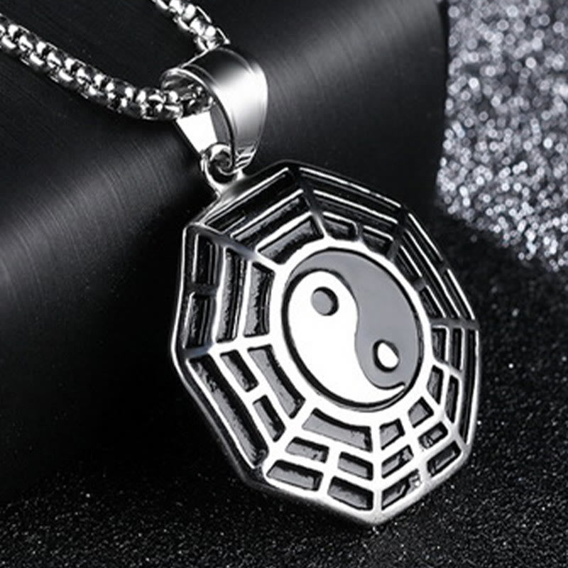 Buddha Stones ​​Titan Stahl Bagua Yin Yang Muster Balance Halskette Anhänger - image 13