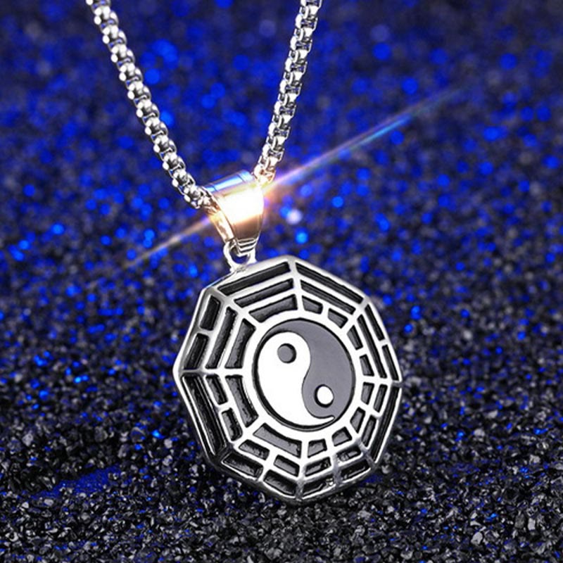 Buddha Stones ​​Titan Stahl Bagua Yin Yang Muster Balance Halskette Anhänger - image 11